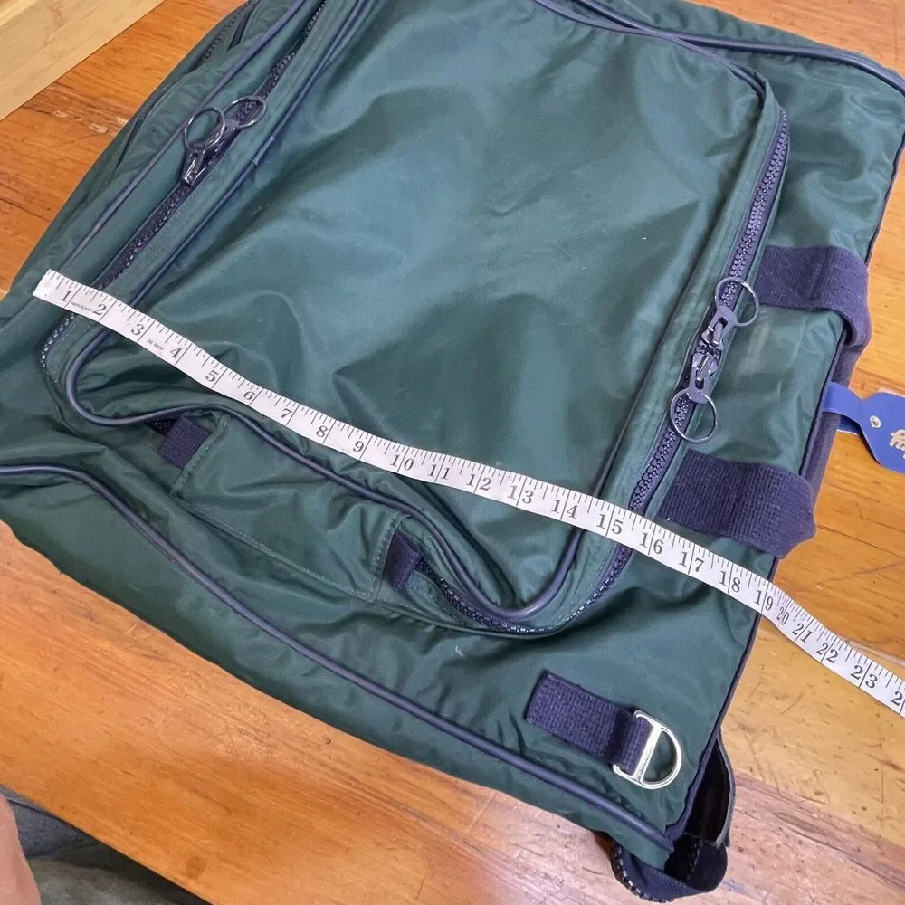 Lands End Lighthouse Vintage Greeen‎ & Blue Nylon Garment Bag Travel USA-Made